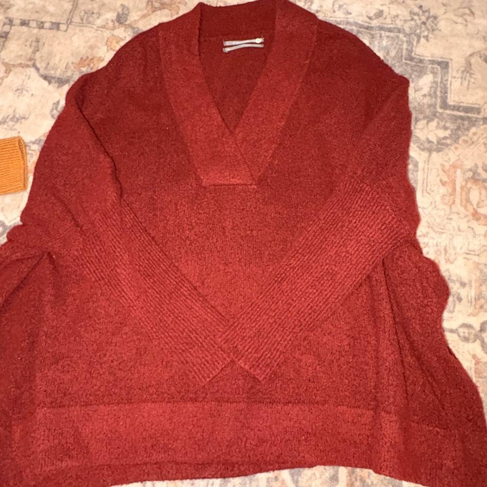 Anthropologie Deep Red V-Neck Sweater